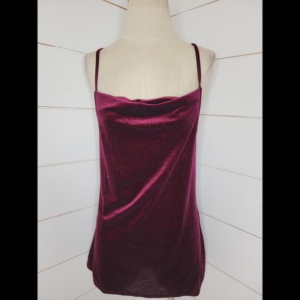 NWOT Boutique Blumin burgundy red stretchy velvet cowl neck tank